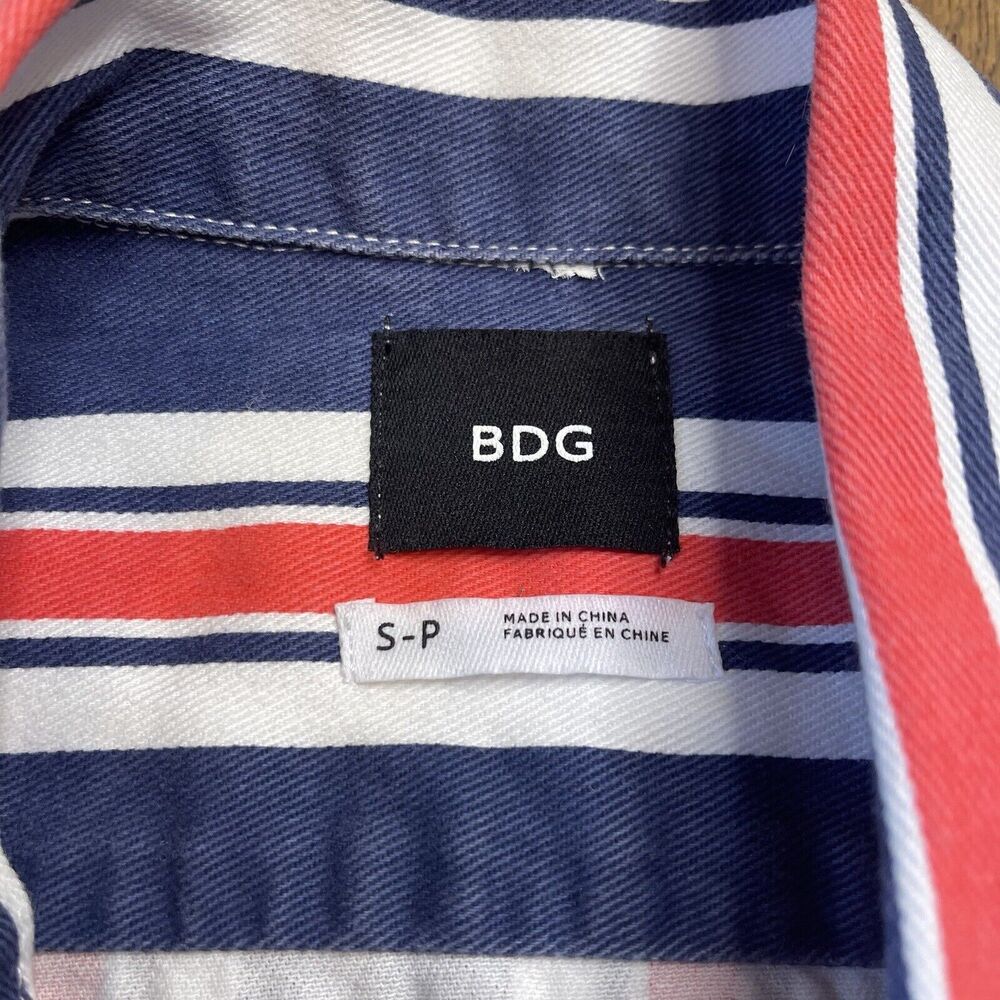 BDG Urban Outfitters Striped Denim Jacket Red White Blue Patriotic Size Small - Picture 2 of 6
